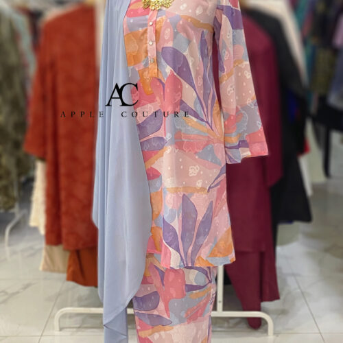KURUNG MEKAR FULLY LINING EMBOSS CHIFFON PINK BLUE