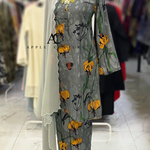 KURUNG MEKAR FULLY LINING EMBOSS CHIFFON GREY