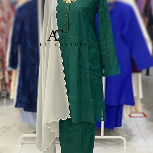 KURUNG MEKAR FULLY LINING ORGANZA GREEN