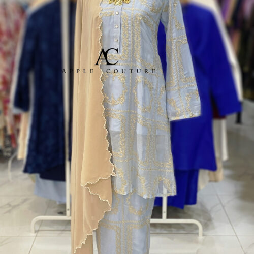 KURUNG MEKAR FULLY LINING ORGANZA SOFT BLUE