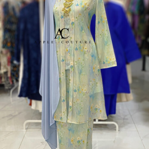 KEBAYA LABUH INANG PRINTED ORGANZA MINT