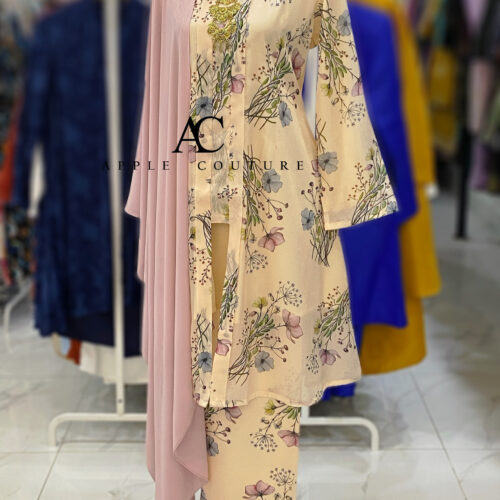 KEBAYA LABUH INANG PRINTED ORGANZA YELLOW