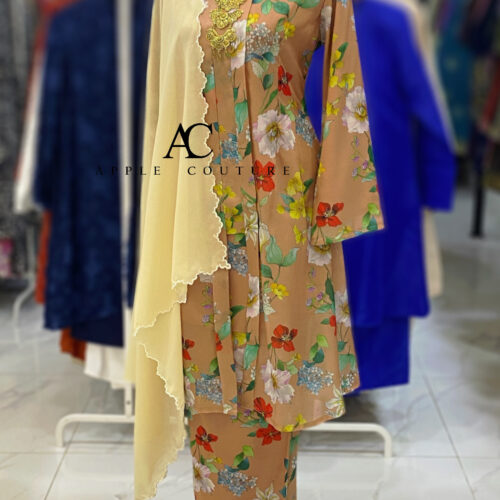 KEBAYA LABUH INANG PRINTED ORGANZA BRONZE