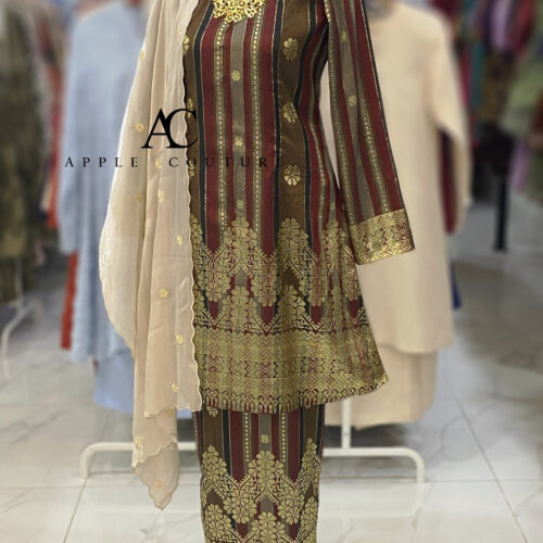 CAMELIA KURUNG MODEN FULLY LINING SONGKET TENUN BROWN
