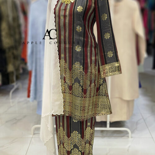 CAMELIA KURUNG MODEN FULLY LINING SONGKET TENUN GREY