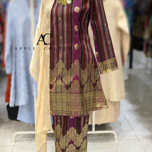 CAMELIA KURUNG MODEN FULLY LINING SONGKET TENUN PINK