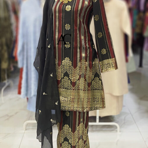 CAMELIA KURUNG MODEN FULLY LINING SONGKET TENUN BLACK