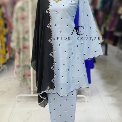 MELOR KURUNG RIAU LINING ORGANZA BABY BLUE