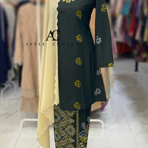 CAMELIA KURUNG MODEN SONGKET TENUN DARK EMERALD