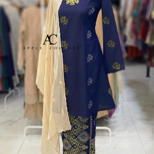 CAMELIA KURUNG MODEN SONGKET TENUN NAVY BLUE
