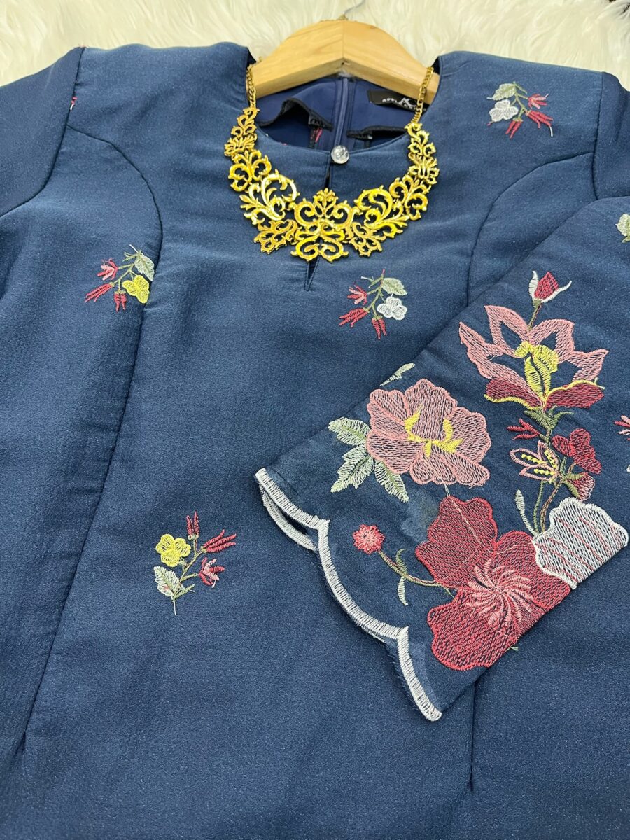 CAMELIA KURUNG MODERN EMBROIDERY ORGANZA NAVY BLUE - Image 2