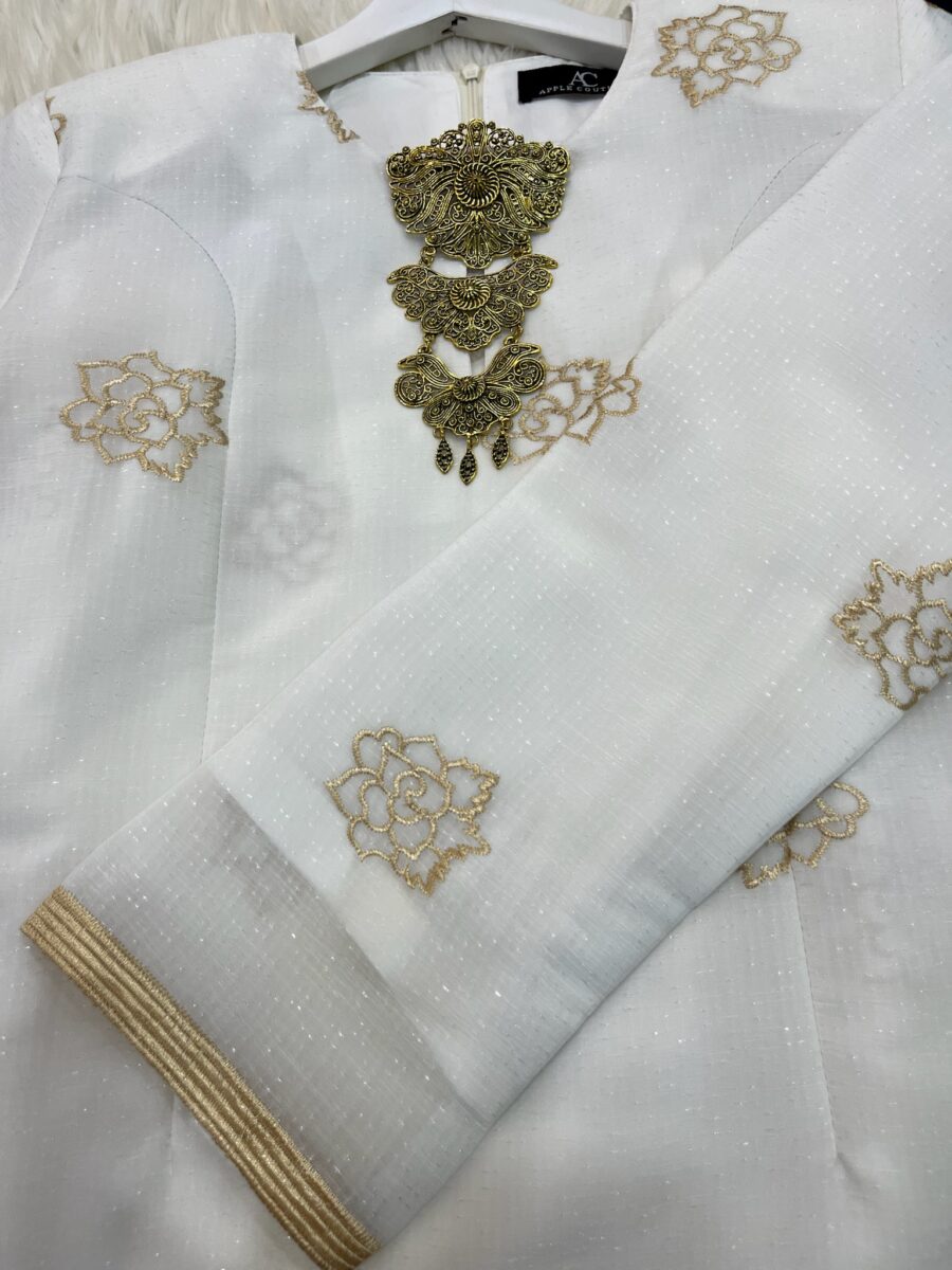 CAMELIA KURUNG PREMIUM ORGANZA SHIMMER WHITE - Image 2