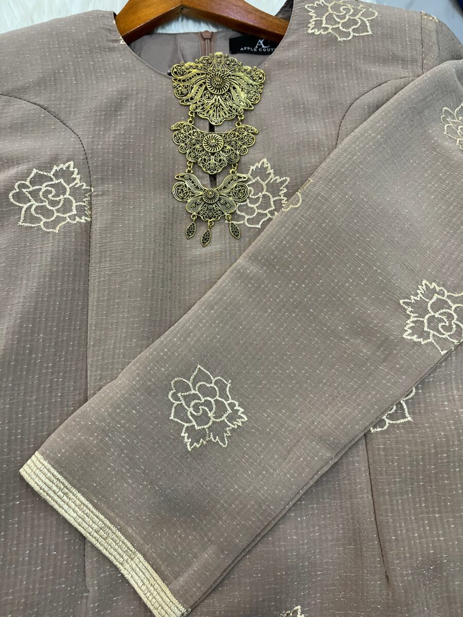CAMELIA KURUNG PREMIUM ORGANZA SHIMMER DARK BROWN - Image 2