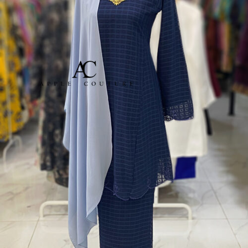 MELOR KURUNG RIAU LINING CHIFFON DARK BLUE