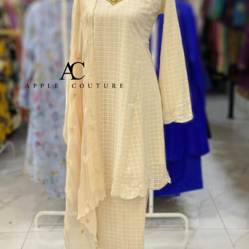 MELOR KURUNG RIAU LINING CHIFFON CREAM