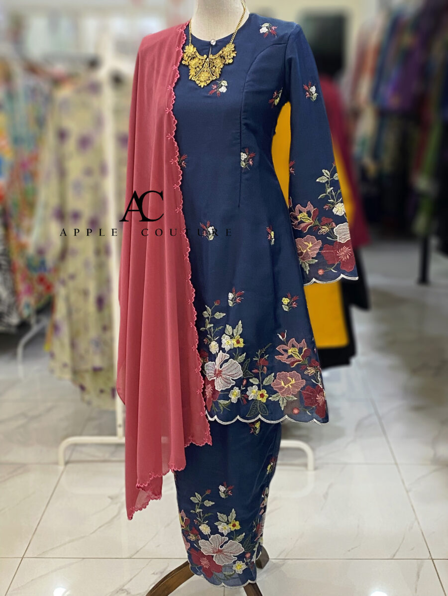 CAMELIA KURUNG MODERN EMBROIDERY ORGANZA NAVY BLUE
