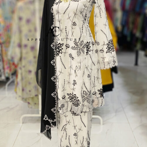 MELOR KURUNG RIAU LINING SOFT ORGANZA WHITE