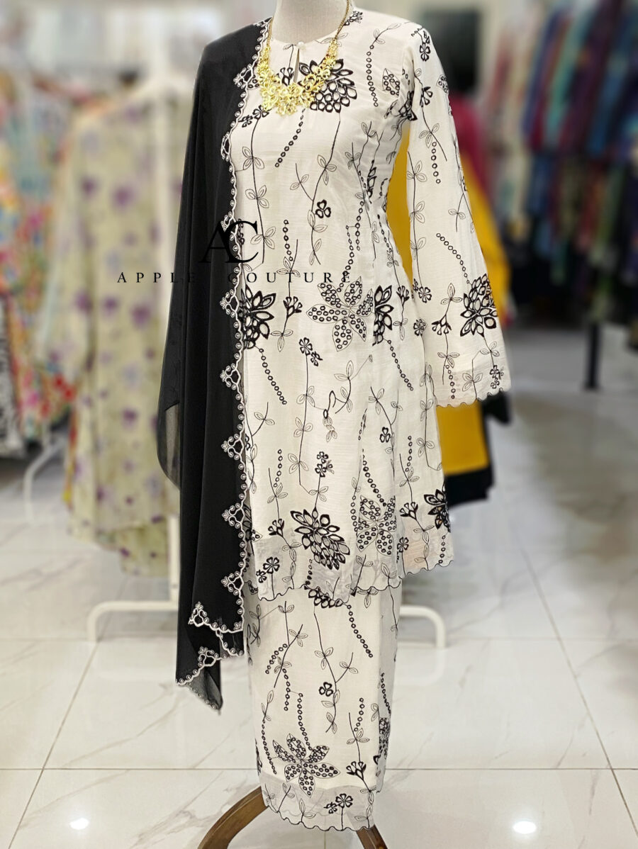MELOR KURUNG RIAU LINING SOFT ORGANZA WHITE