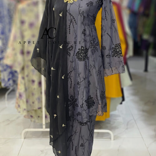 MELOR KURUNG RIAU LINING SOFT ORGANZA DARK GREY