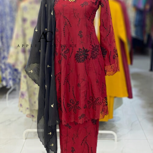 MELOR KURUNG RIAU LINING SOFT ORGANZA RED