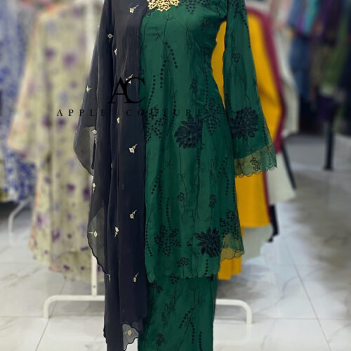 MELOR KURUNG RIAU LINING SOFT ORGANZA GREEN