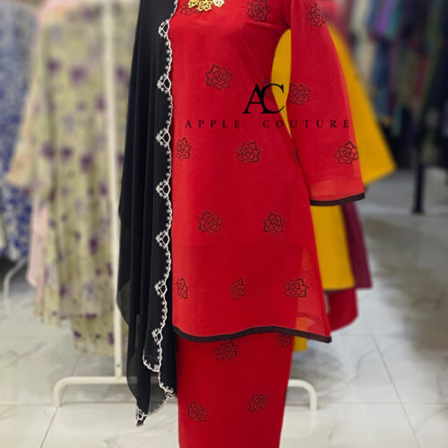 CAMELIA KURUNG PREMIUM ORGANZA SHIMMER RED