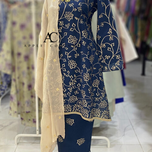 CAMELIA KURUNG PREMIUM ORGANZA SHIMMER NAVY BLUE