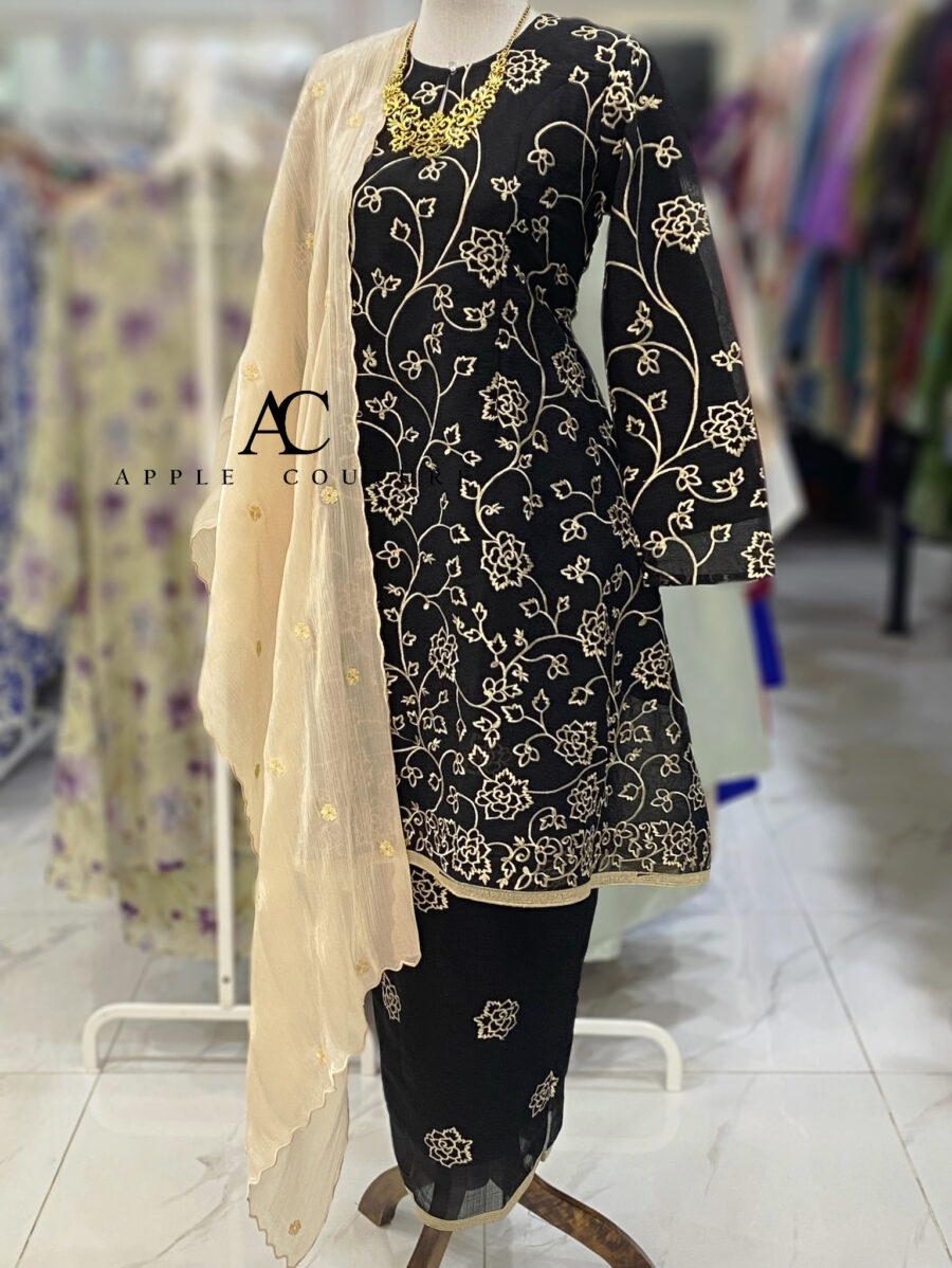 CAMELIA KURUNG PREMIUM ORGANZA SHIMMER BLACK