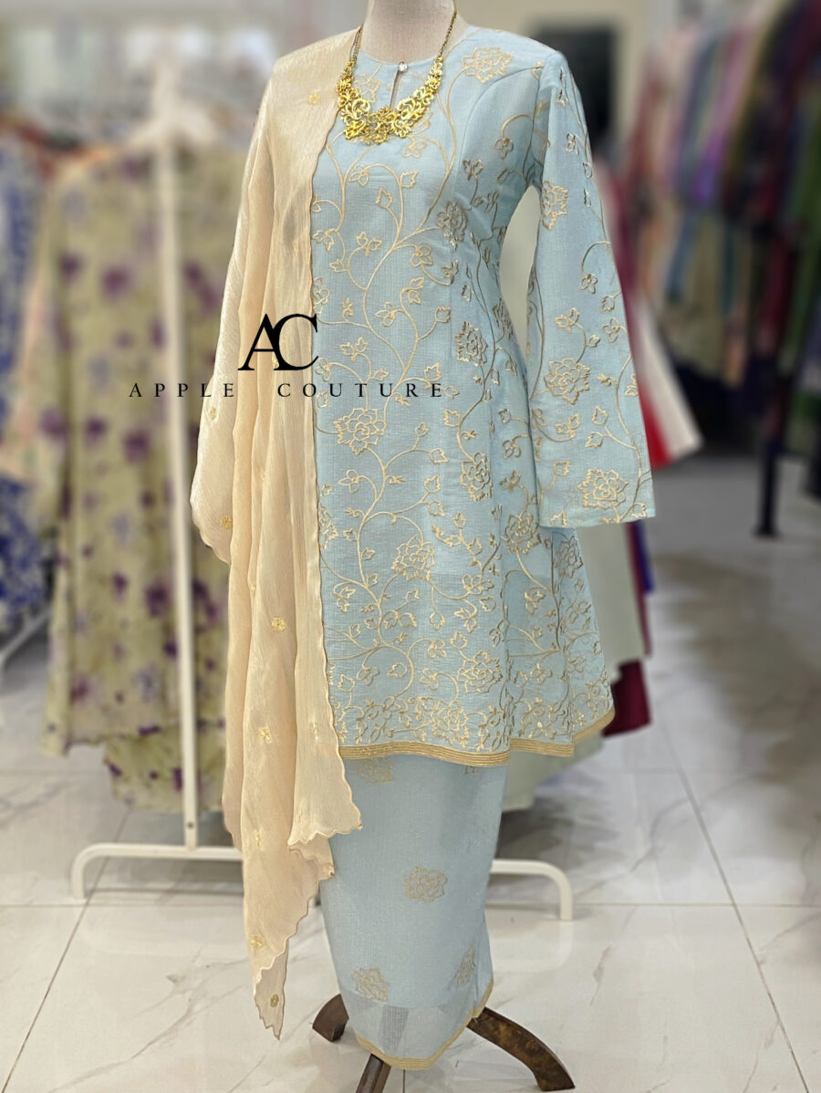 CAMELIA KURUNG PREMIUM ORGANZA SHIMMER SOFT BLUE