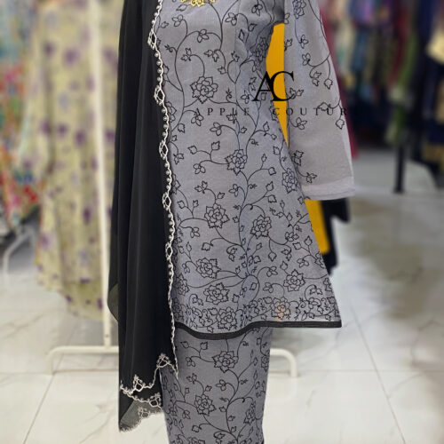 CAMELIA KURUNG PREMIUM ORGANZA SHIMMER GRAY