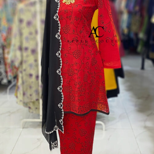 CAMELIA KURUNG PREMIUM ORGANZA SHIMMER RED