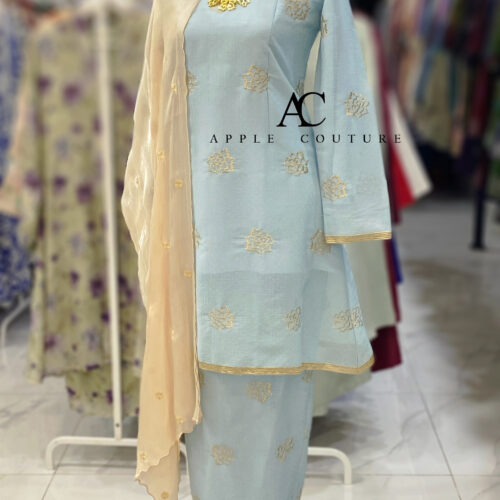 CAMELIA KURUNG PREMIUM ORGANZA SHIMMER SOFT BLUE