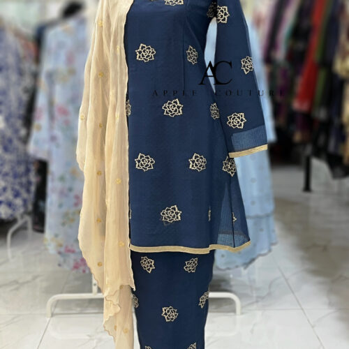 CAMELIA KURUNG PREMIUM ORGANZA SHIMMER NAVY BLUE