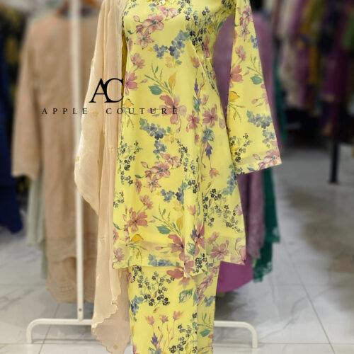 MELOR KURUNG RIAU LINING PRINTED ORGANZA YELLOW