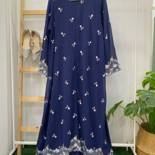 YARA ABAYA CHIFFON SULAM NAVY BLUE