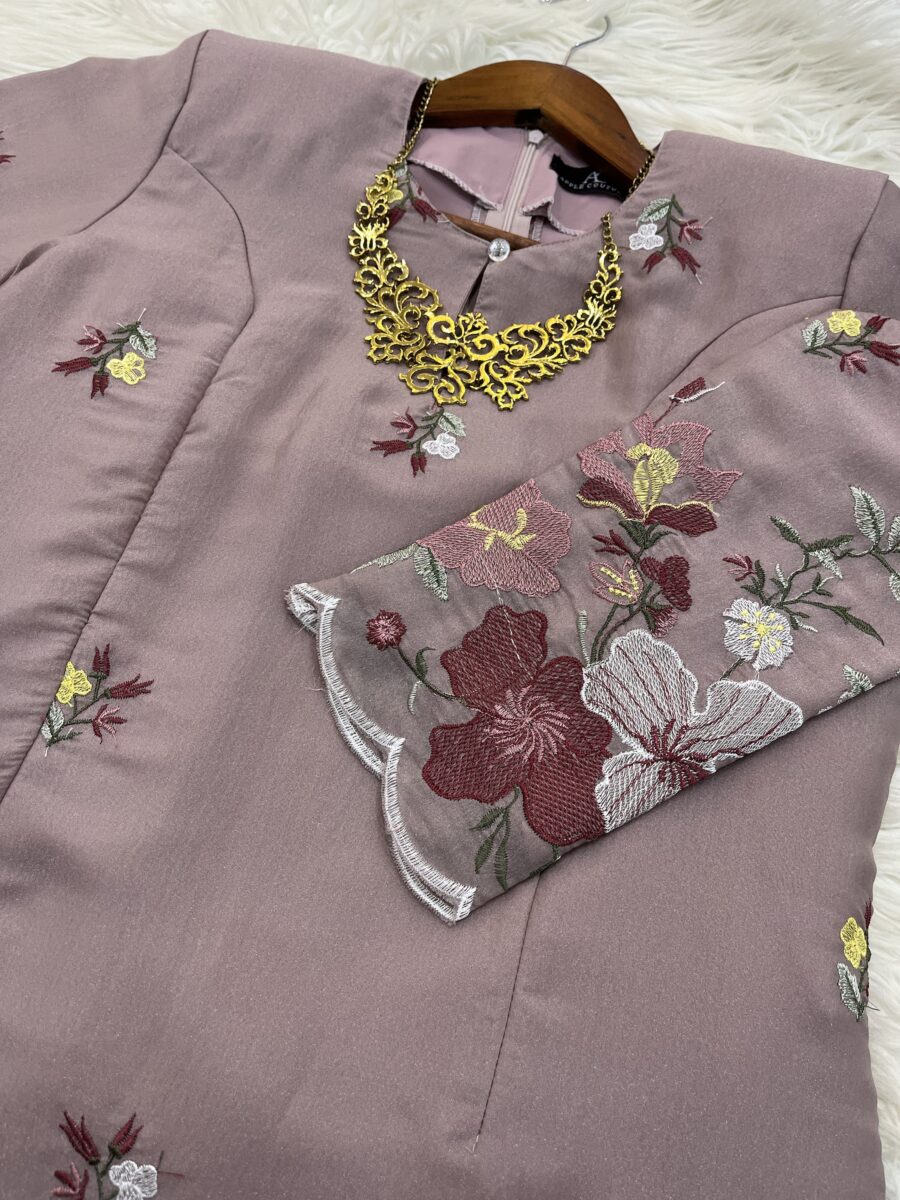 CAMELIA KURUNG MODERN EMBROIDERY ORGANZA ROSE GOLD - Image 2