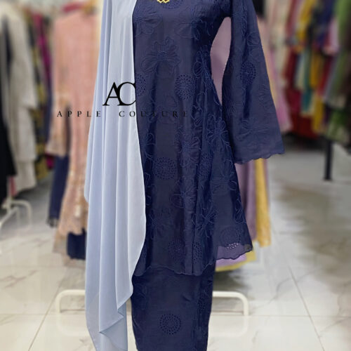 MELOR KURUNG RIAU LINING ORGANZA DARK BLUE