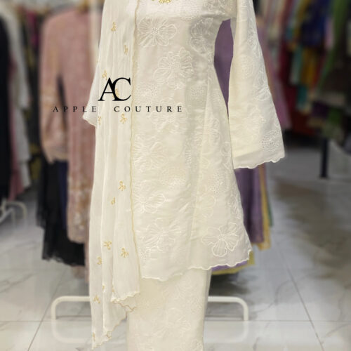 MELOR KURUNG RIAU LINING ORGANZA WHITE