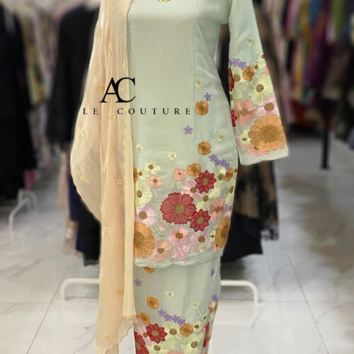 KESUMA KURUNG PREMIUM EMBROIDERY ORGANZA SOFT MINT