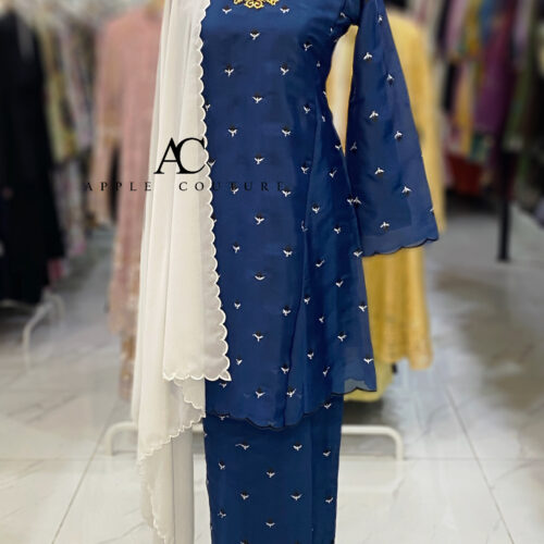 MELOR KURUNG RIAU LINING ORGANZA DARK BLUE