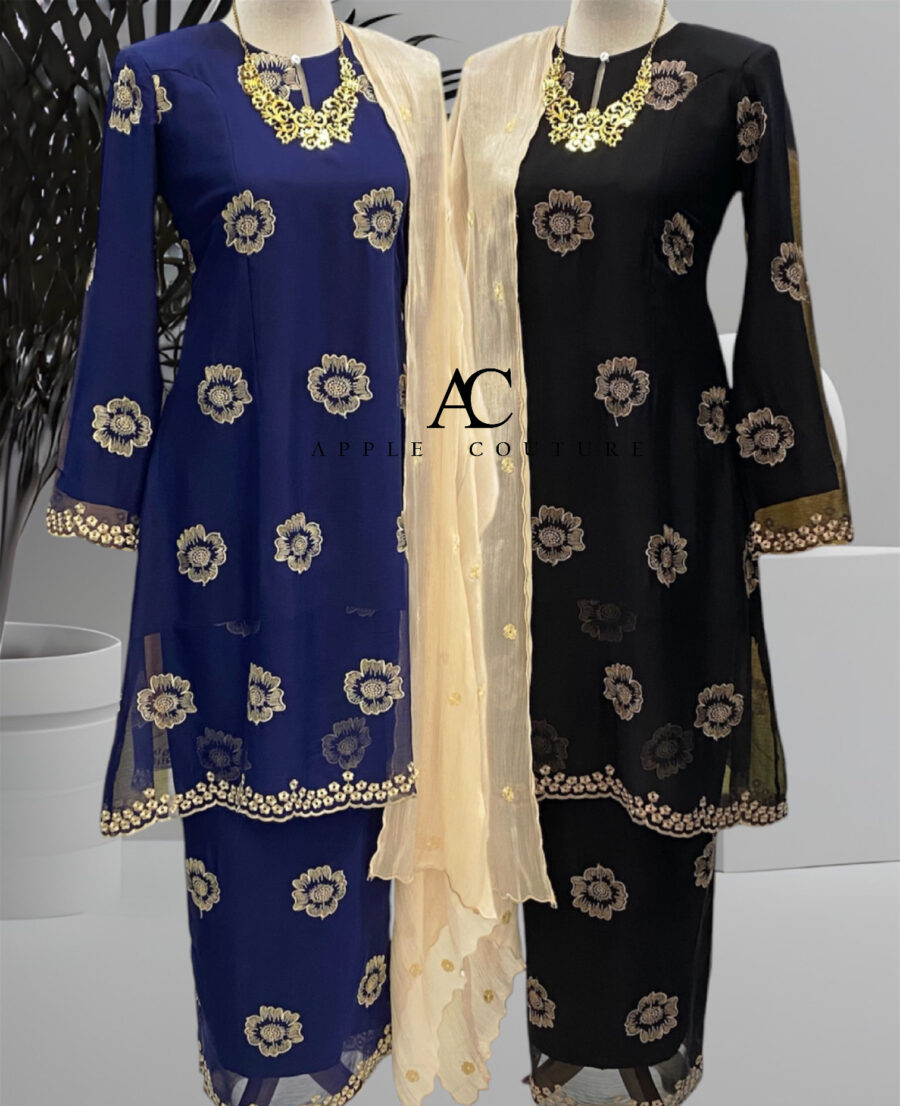 CAMELIA KURUNG SOFT ORGANZA NAVY BLUE - Image 3