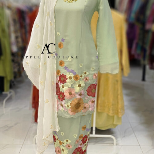 KESUMA KURUNG PREMIUM EMBROIDERY ORGANZA MINT 1