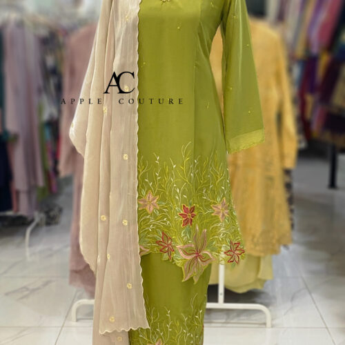 CAMELIA KURUNG PREMIUM ORGANZA HIJAU PUCUK PISANG