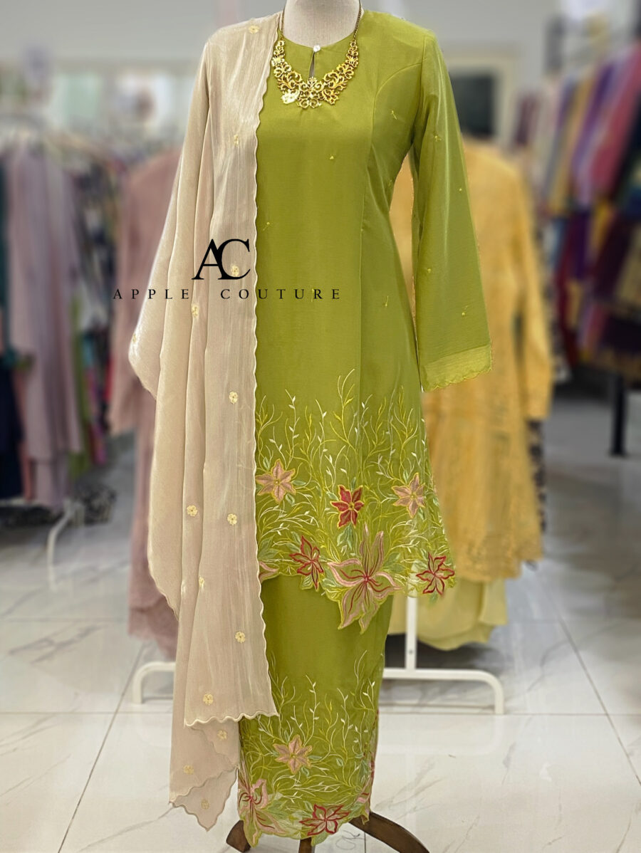 CAMELIA KURUNG PREMIUM ORGANZA HIJAU PUCUK PISANG