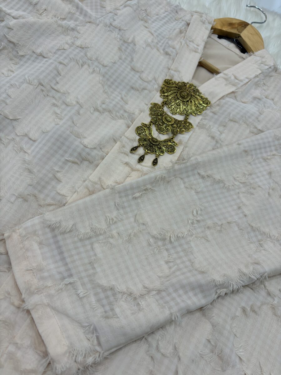 KEBAYA KIAMBANG HALF CHIFFON EMBOSS DUSTY BLUE - Image 2