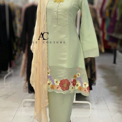 ADINDA KURUNG PREMIUM EMBROIDERY ORGANZA MINT