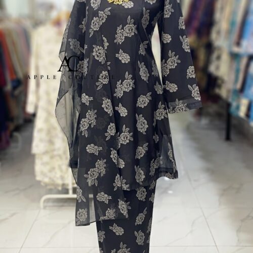 CAMELIA KURUNG PREMIUM ORGANZA BLACK