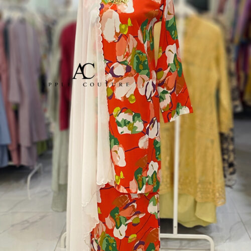 KURUNG PESAK JOHOR CREPE RED