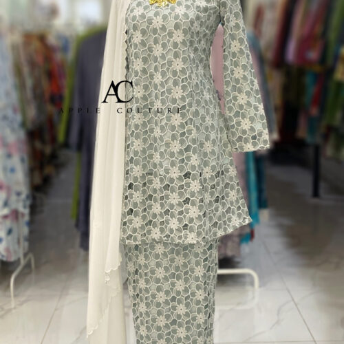 CAMELIA KURUNG PREMIUM EMBROIDERY LACE MINT