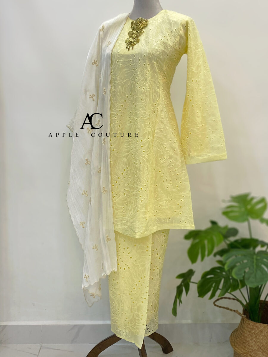 MELOR KURUNG RIAU LINING ORGANZA LIGHT YELLOW
